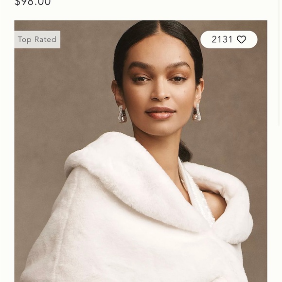 BHLDN Cream Faux Fur Bridal Wrap - Picture 5 of 5